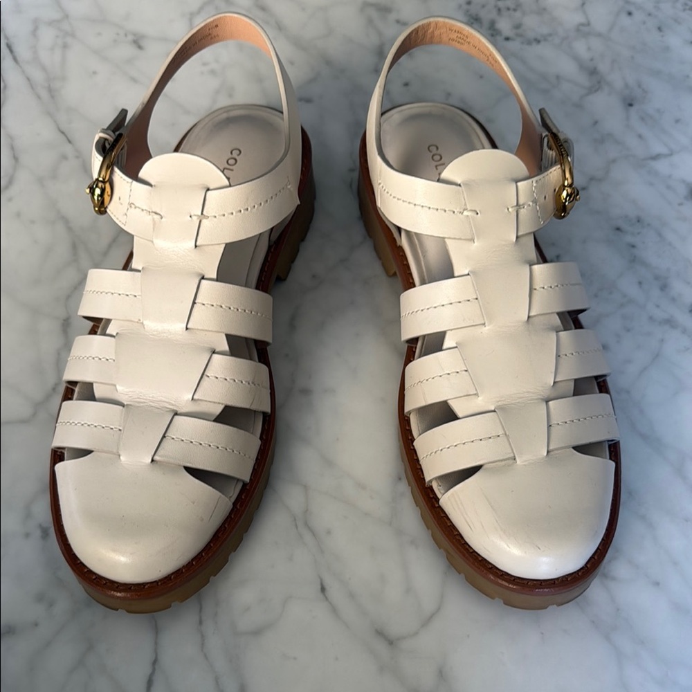 Cole Haan Women's White Leather Sandals - Picture 2 of 6
